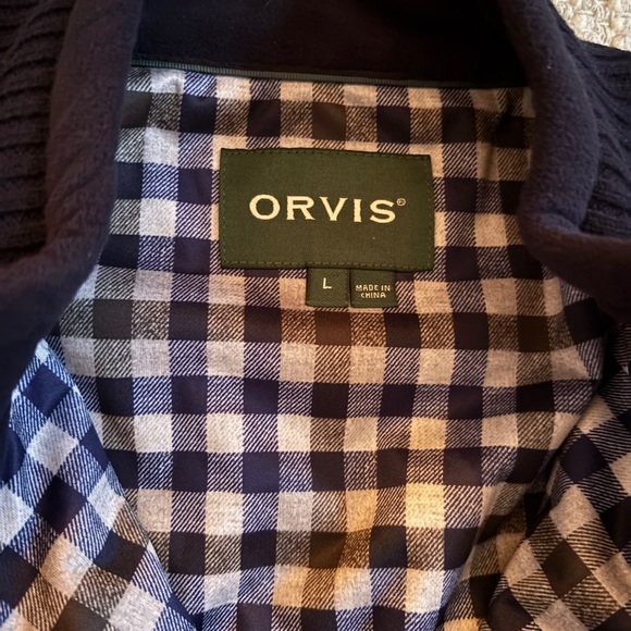 Like new men’s large Orvis Ultimate Foul Weather Sweater navy w gingham lining. - Picture 2 of 3